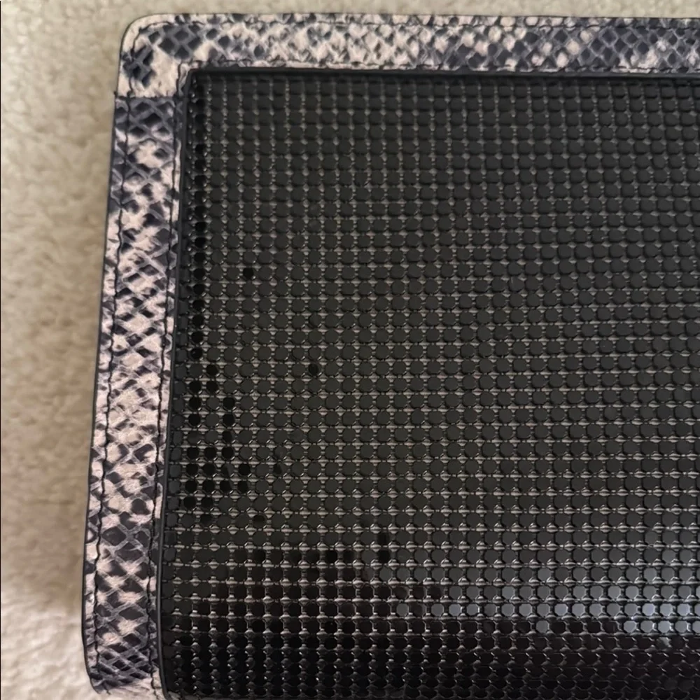 BCBGMaxAzria Black Chain Link and Snake Print Clutch with Tassel - Picture 2 of 6